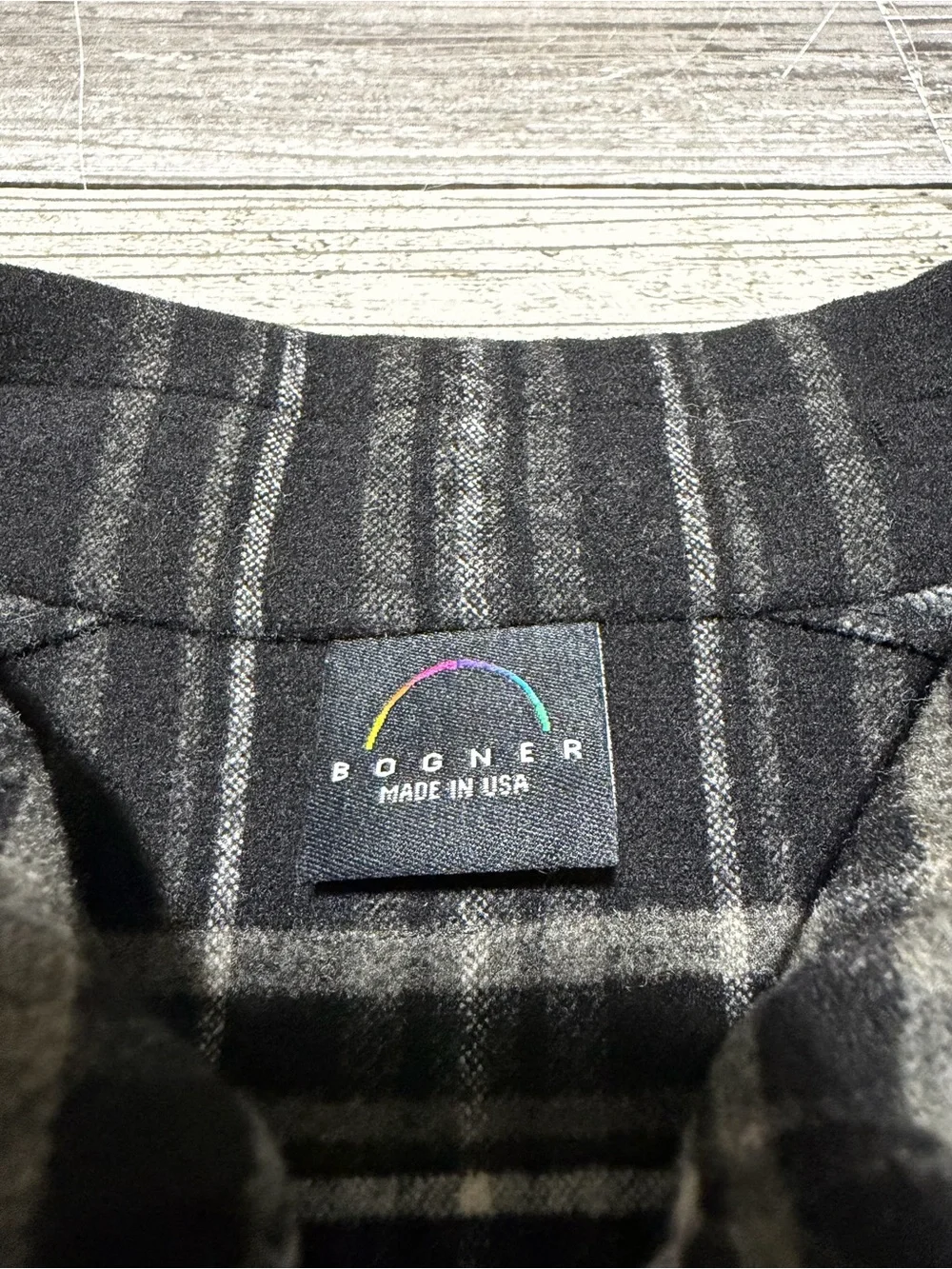 BOGNER Plaid Full Zip Jacket Women’s M Black Gray Made In USA Fleece
